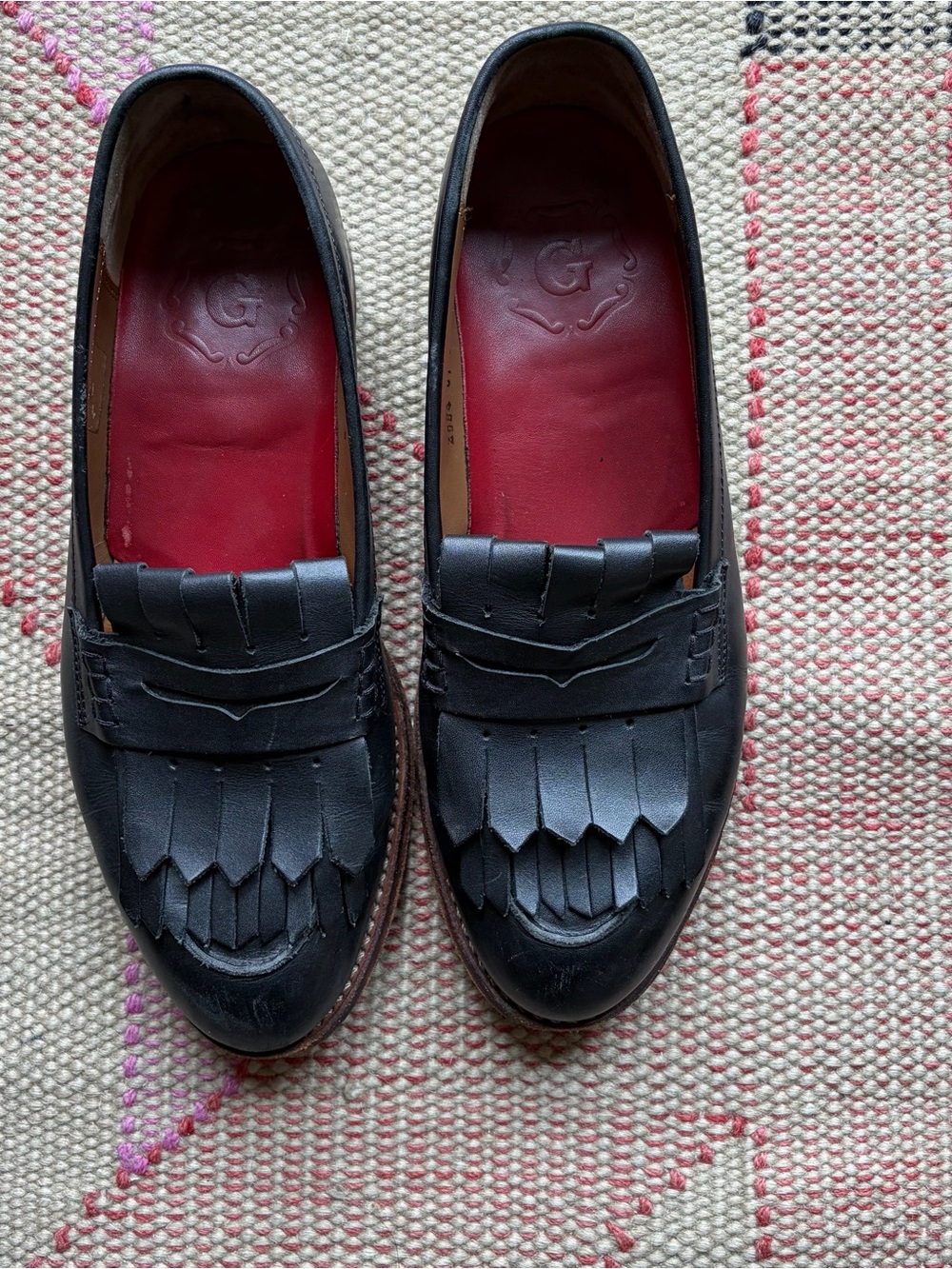 Women’s Grenson Black Leather Kiltie Penny Loafers